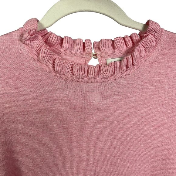 NWT J. Crew Factory Ruffleneck Sweater, XL, Heather Hibiscus, 100% Cotton - Picture 4 of 10